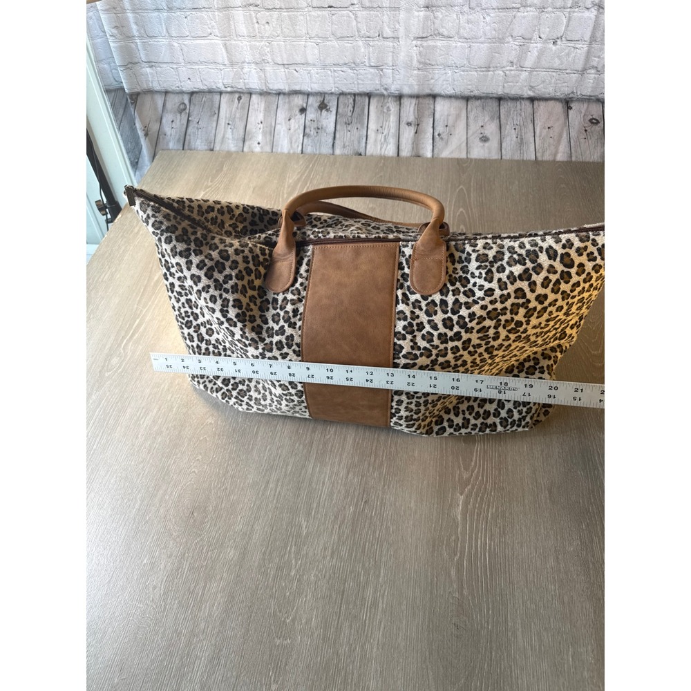 Marleylilly Leopard Print Tote Bag Faux Calf Hair Animal Print Travel Carryall - Picture 9 of 13
